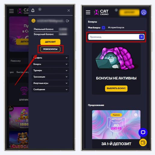 Применение промокода